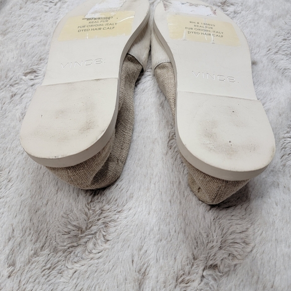 Vince Dyed Italian Calf Hair Slip On Cream Neutral Open Toe Shoes Size 6M - Picture 8 of 8